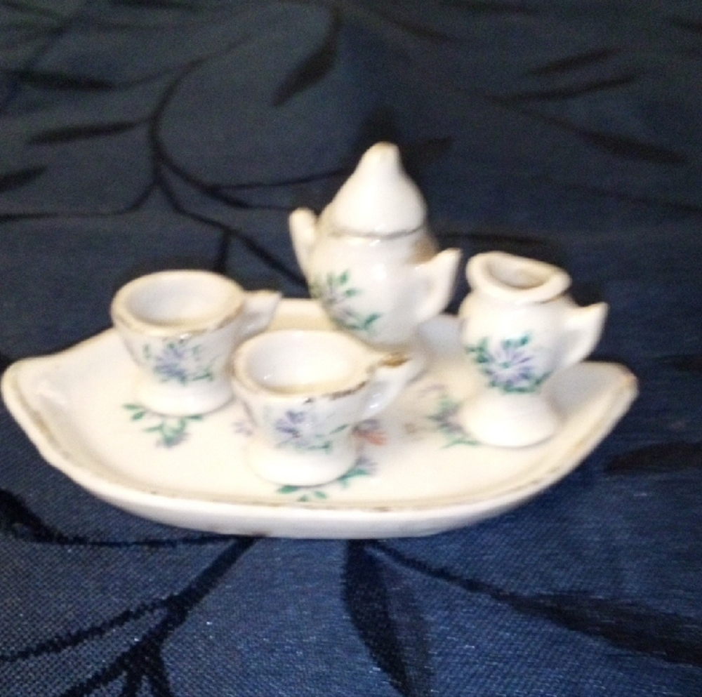 Floral Miniature Tea Set for Dollhouse